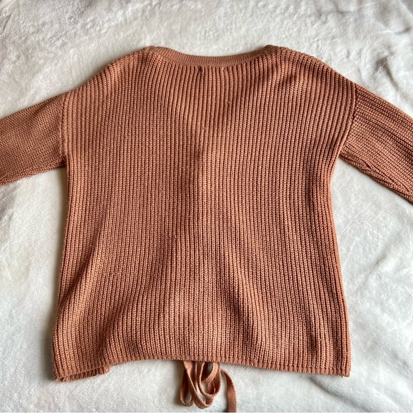 Entro brand sweater with lace up front, color rust, size medium - Picture 3 of 3